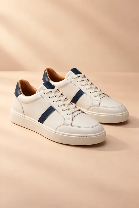 Cream and navy sneakers