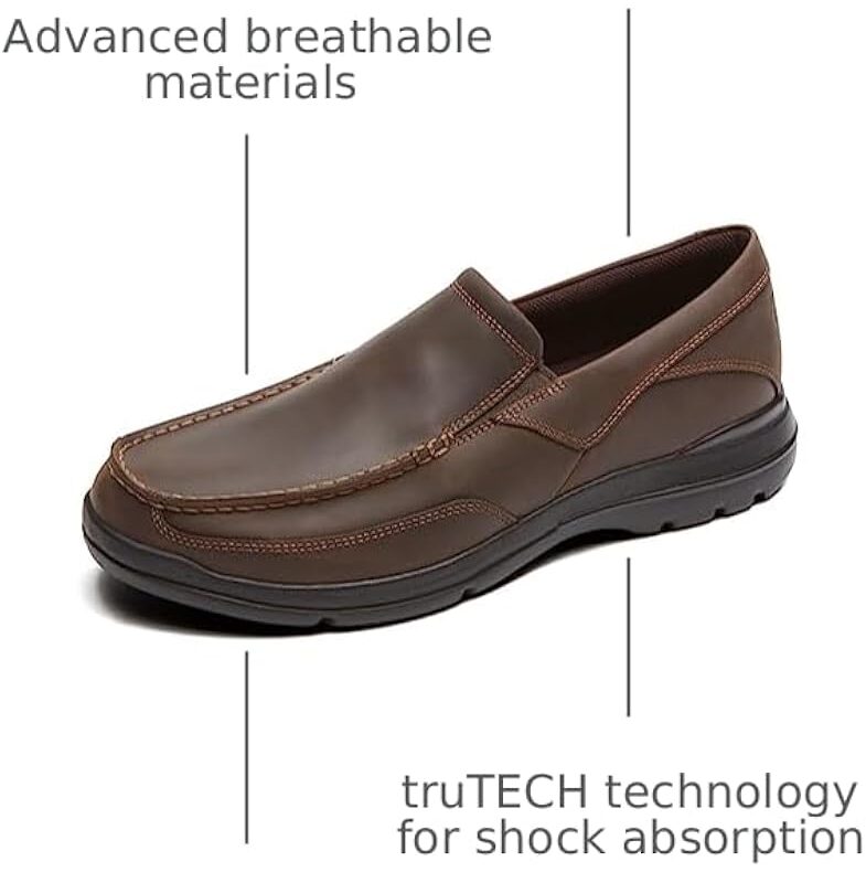 Men's Leather-Look Slip-On Comfort Shoes - Coffee
