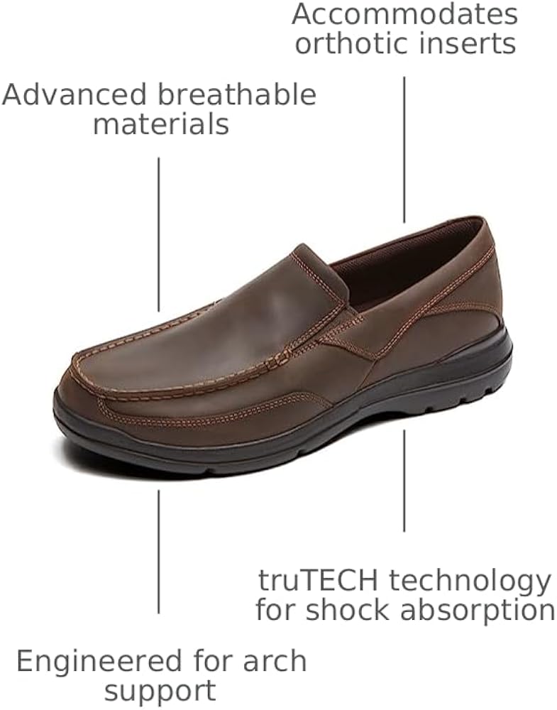 Men's Leather-Look Slip-On Comfort Shoes - Coffee