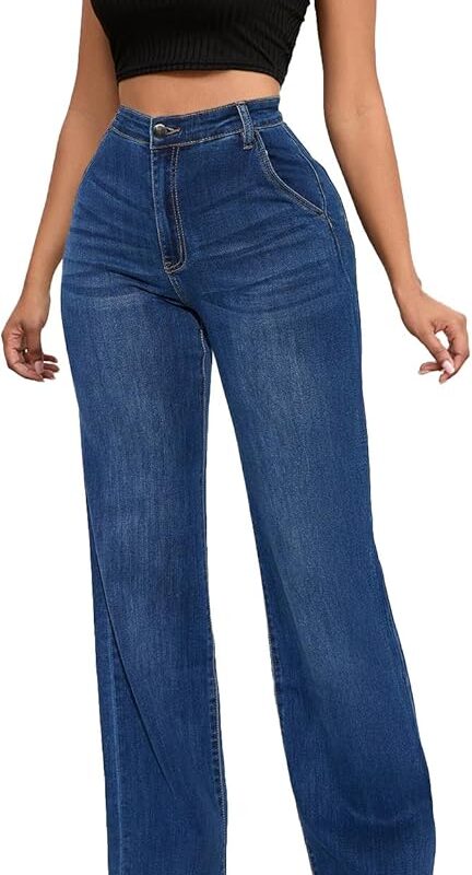 Wide Leg Denim Trousers