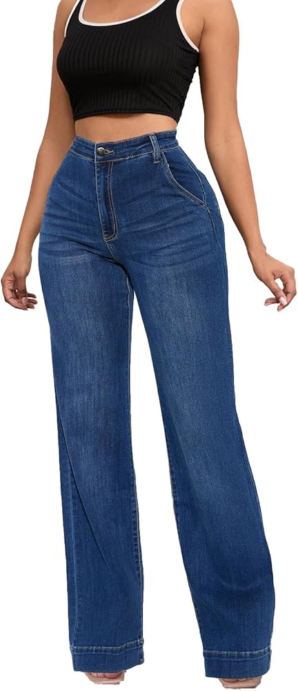 Wide Leg Denim Trousers