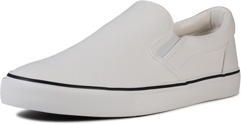 Low Top Canvas Sneakers for Men - All White