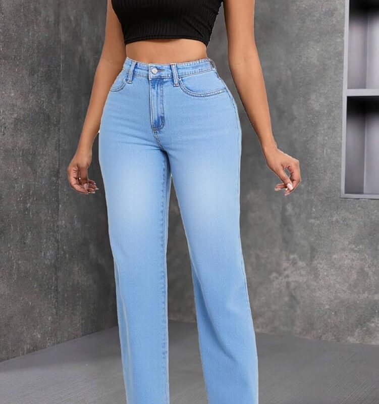 Wide Leg Denim Trousers