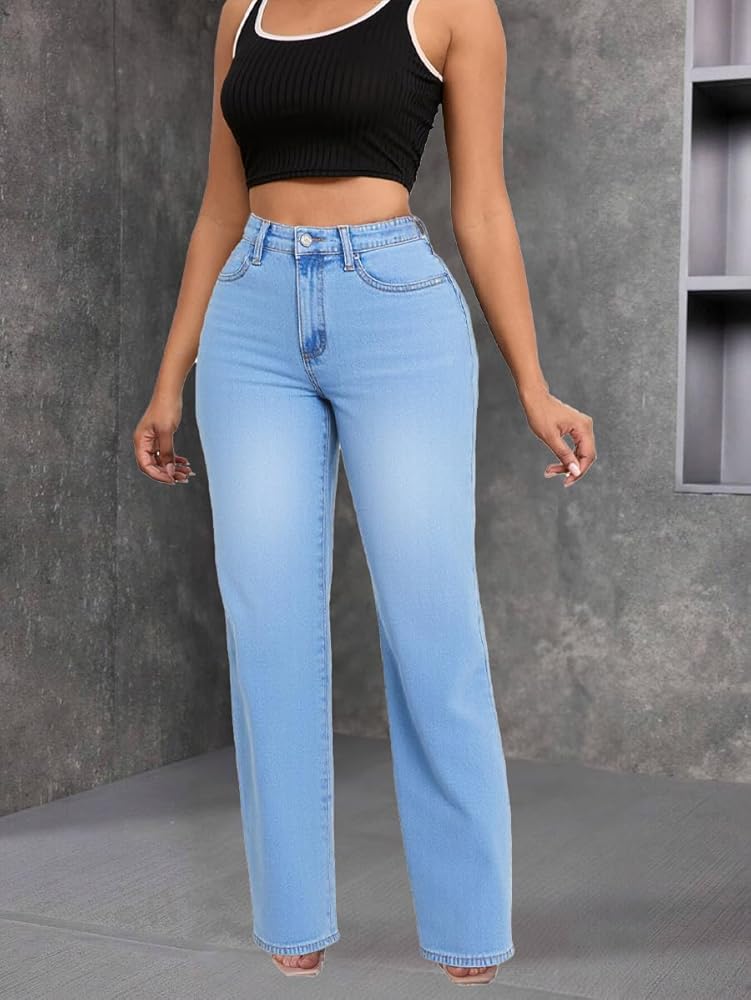 Wide Leg Denim Trousers