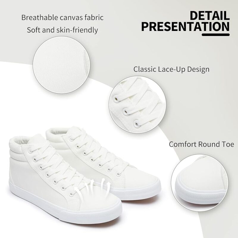 61393WBjPwL._AC_UY900_ Men's High Top Canvas Sneakers - All White