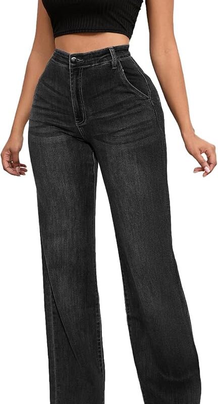 Wide Leg Denim Trousers