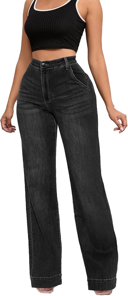 Wide Leg Denim Trousers