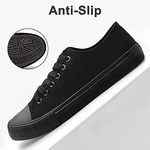 Low Top Canvas Sneakers for Men - All Black