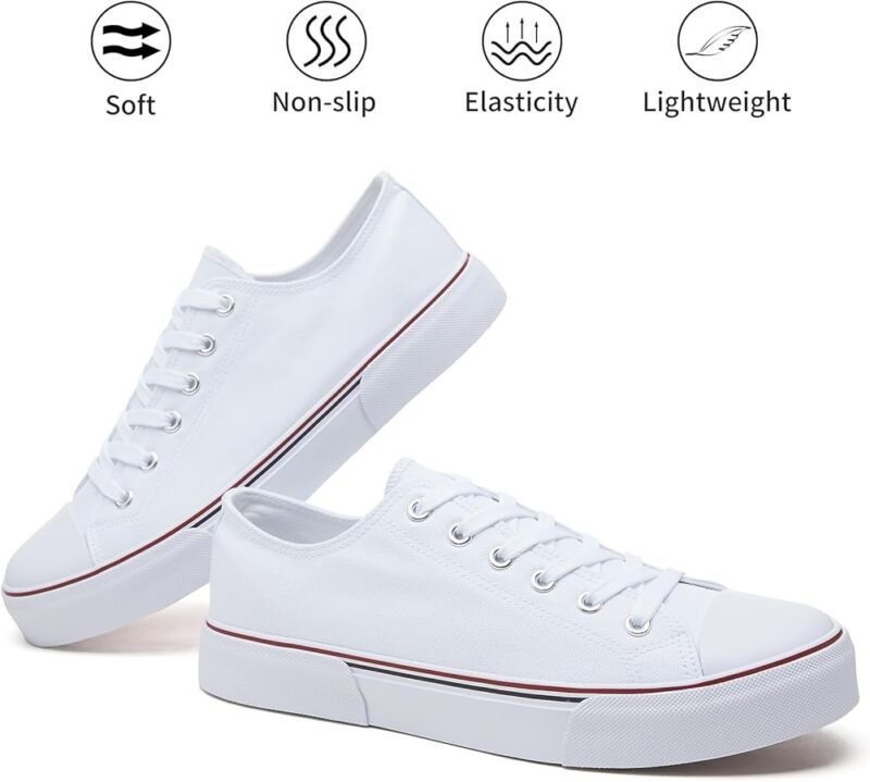 Men's Classic Low Top Canvas Fashion Sneaker - All White