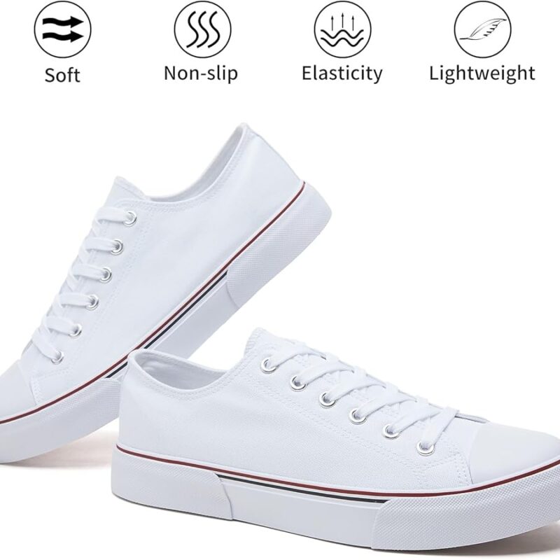 Men's Classic Low Top Canvas Fashion Sneaker - All White