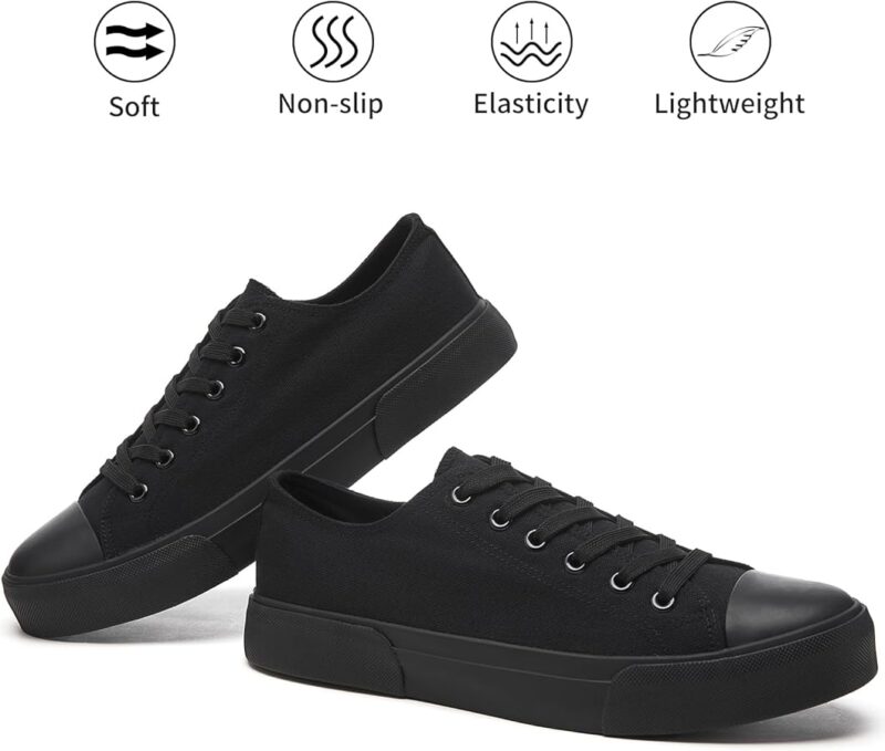 61G9bUAs5FL._AC_UY900_ Men's Classic Low Top Canvas Fashion Sneaker - All Black