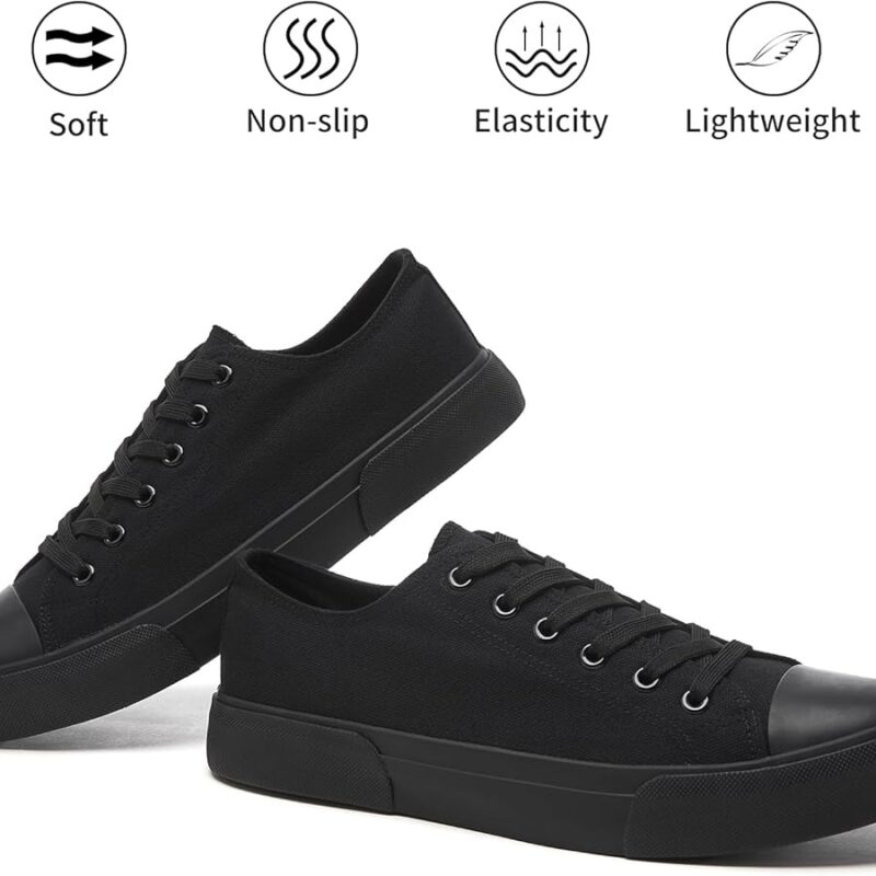 61G9bUAs5FL._AC_UY900_ Men's Classic Low Top Canvas Fashion Sneaker - All Black