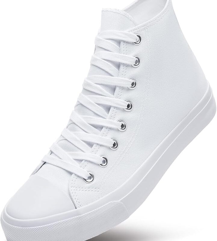 61H-QUtwiML._AC_UY900_ Men's High Top Canvas Sneakers - White