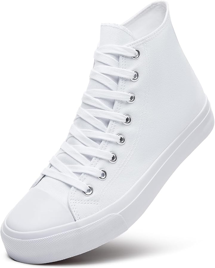 61H-QUtwiML._AC_UY900_ Men's High Top Canvas Sneakers - White