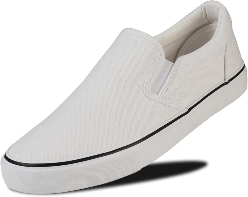 Low Top Canvas Sneakers for Men - All White