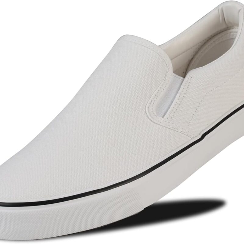 Low Top Canvas Sneakers for Men - All White