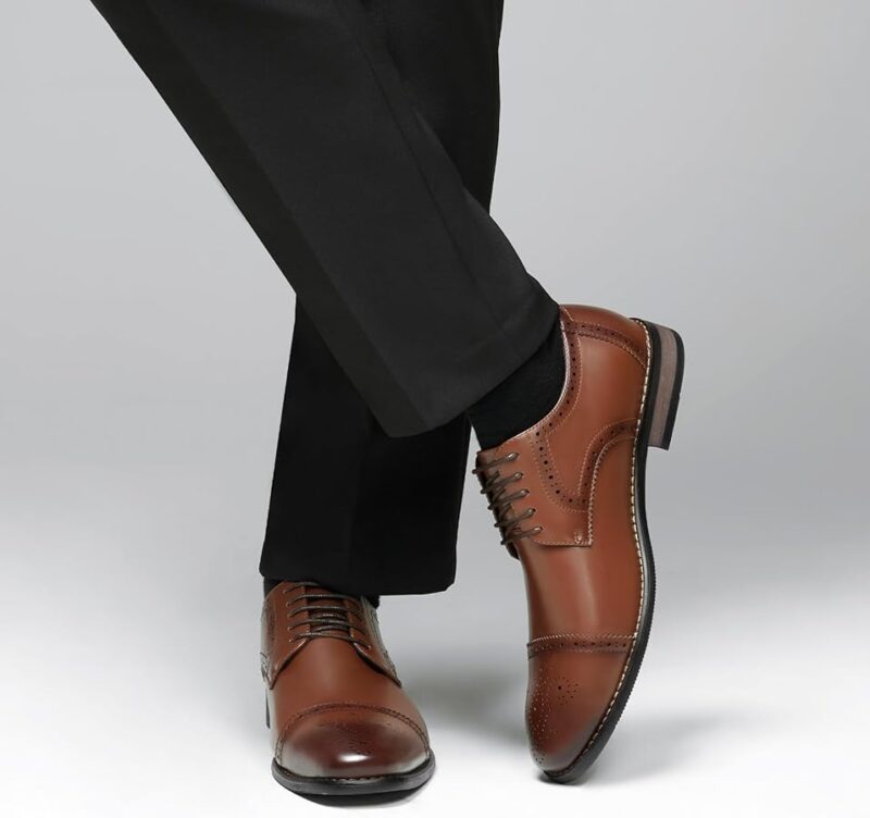 Men's Classic Cap-Toe Oxford Dress Shoes - Dark Brown