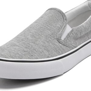 Grey Slip-On Sneakers with Raised White Sole