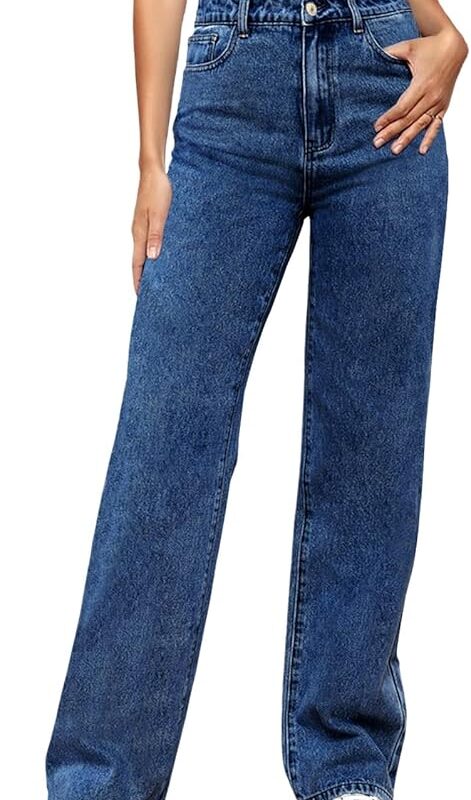 Straight Cut Denim Trousers