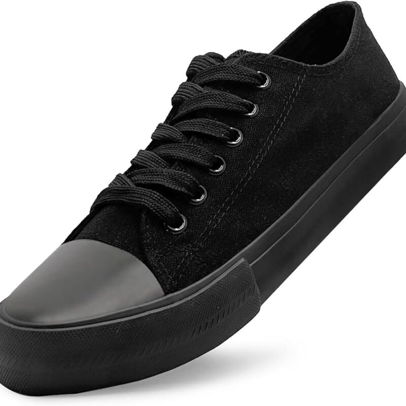 Low Top Canvas Sneakers for Men - All Black