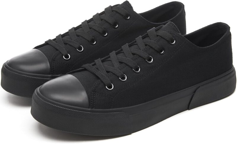 61uoWOYDTaL._AC_UY900_ Men's Classic Low Top Canvas Fashion Sneaker - All Black