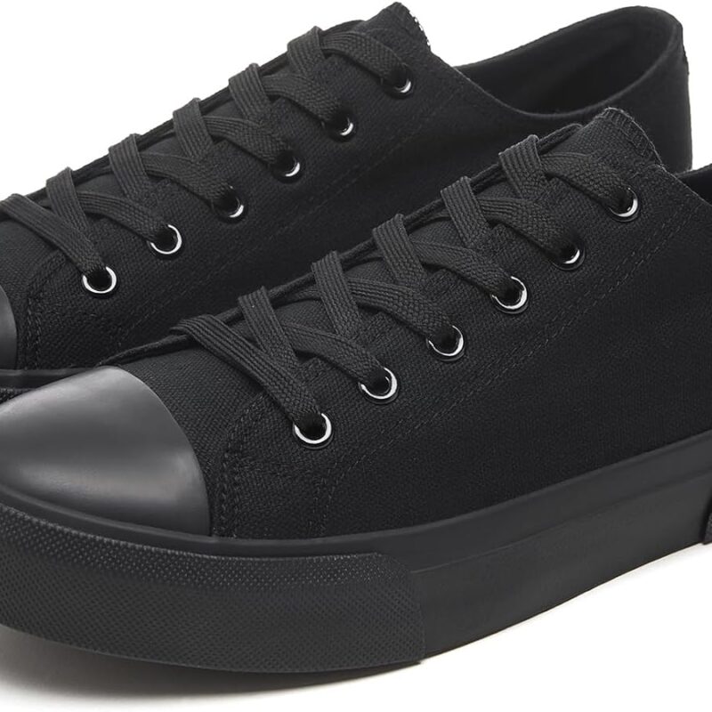 61uoWOYDTaL._AC_UY900_ Men's Classic Low Top Canvas Fashion Sneaker - All Black