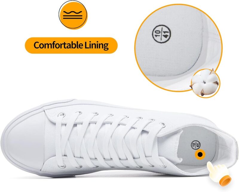 61w4L75h3fL._AC_UY900_ Men's High Top Canvas Sneakers - White