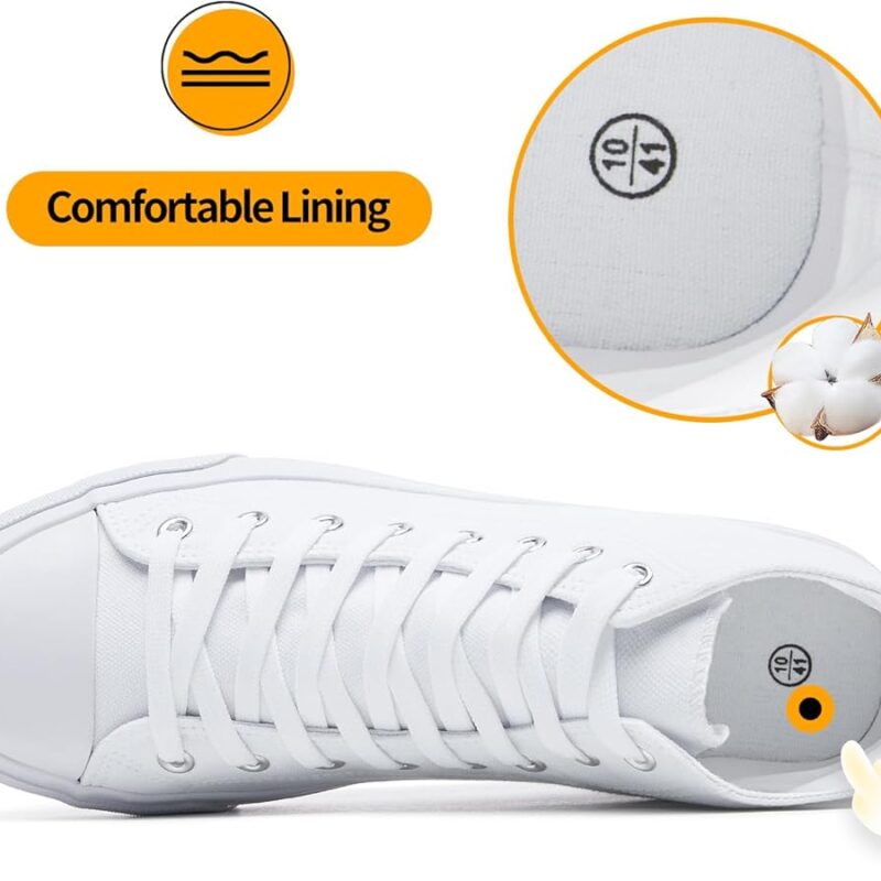 61w4L75h3fL._AC_UY900_ Men's High Top Canvas Sneakers - White