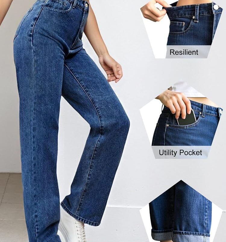 Straight Cut Denim Trousers