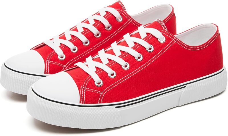 Low Top Canvas Sneakers for Men - Red