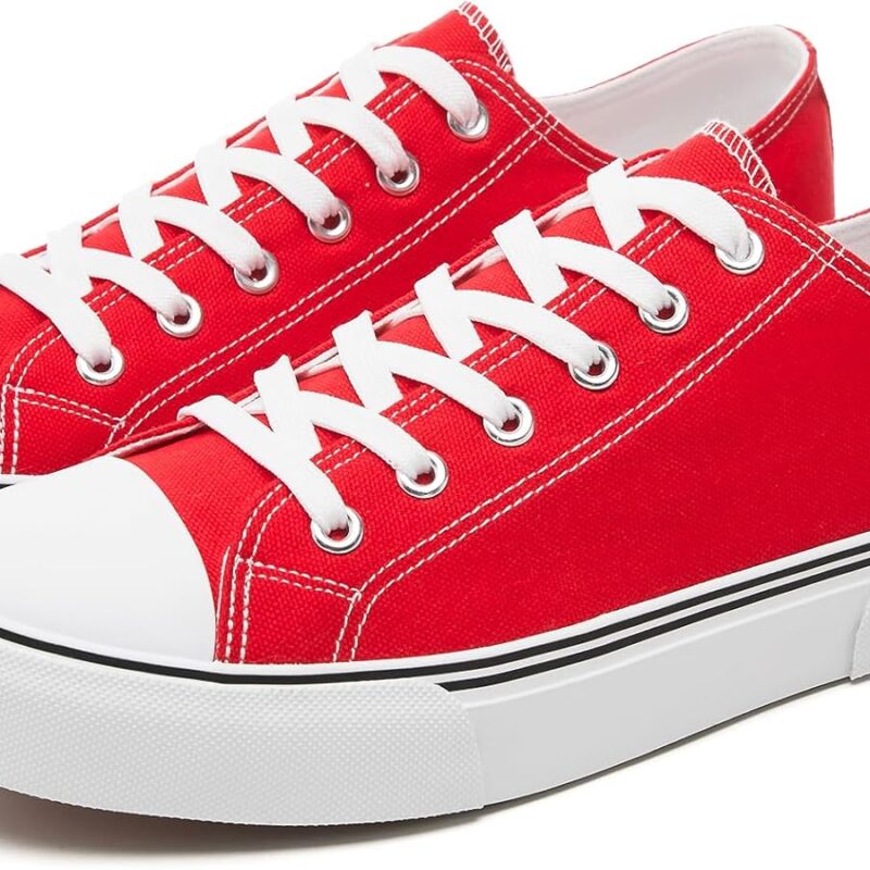 Low Top Canvas Sneakers for Men - Red