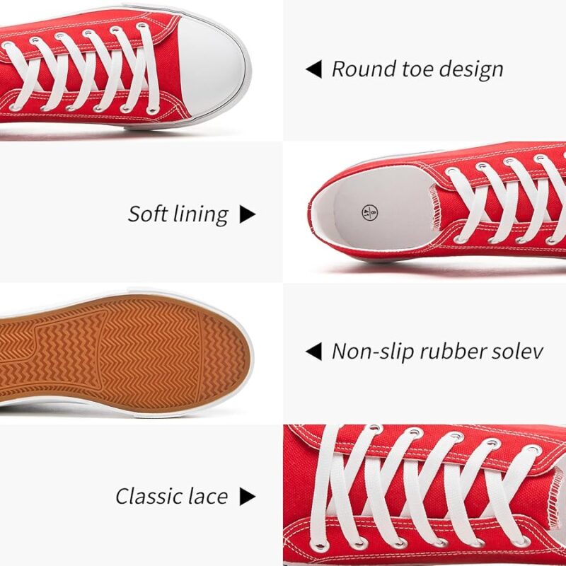 Low Top Canvas Sneakers for Men - Red