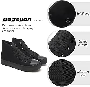 71DEpu2QYzL._AC_UY300_ Men's High Top Canvas Sneakers - All Black