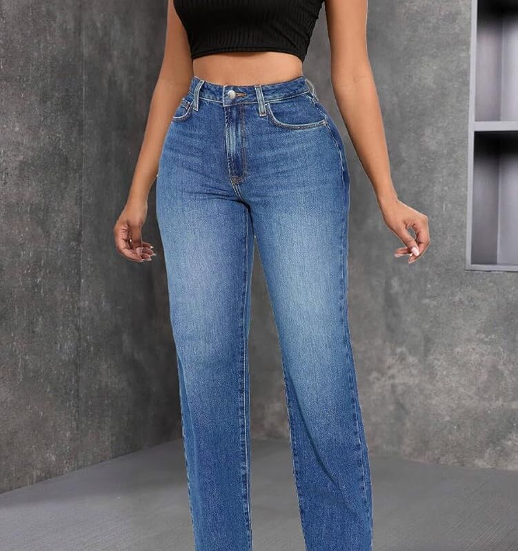 Wide Leg Denim Trousers