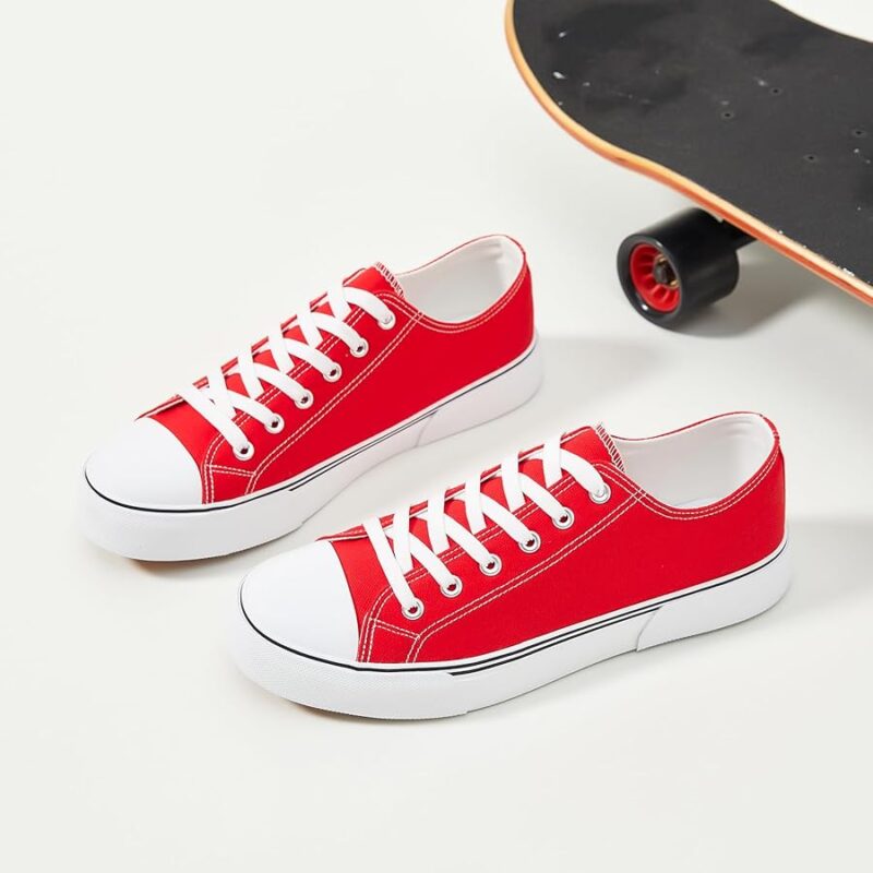 Low Top Canvas Sneakers for Men - Red