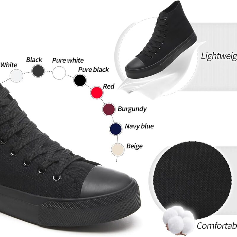 71LLw3Gy34L._AC_UY900_ Men's High Top Canvas Sneakers - All Black