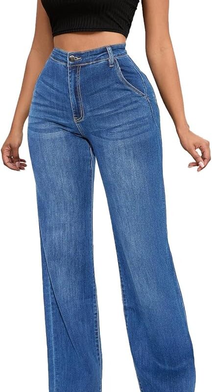 Wide Leg Denim Trousers