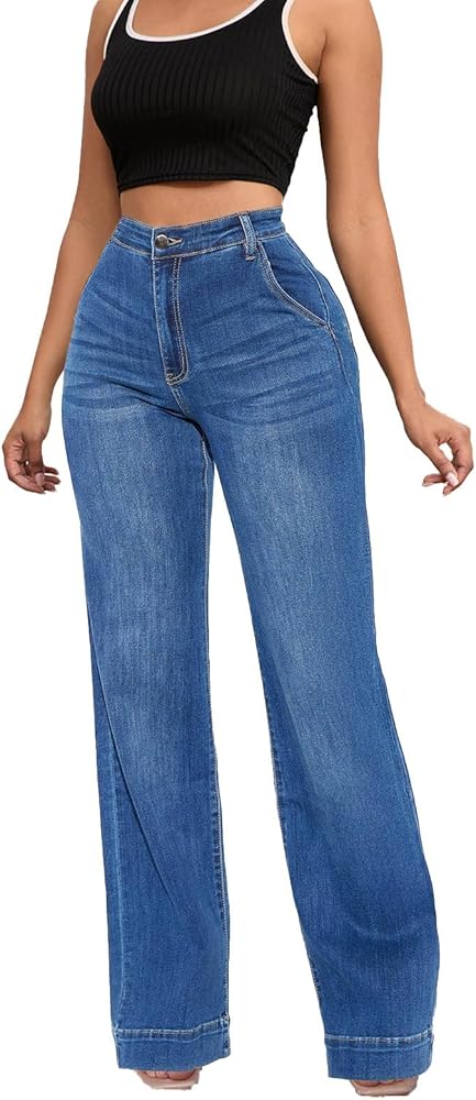 Wide Leg Denim Trousers