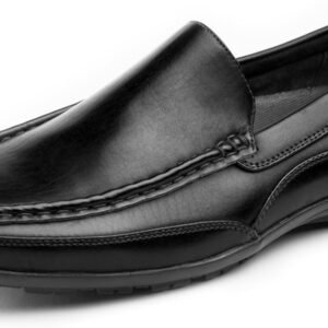 Men's Textured Moc-Toe Loafers - Black