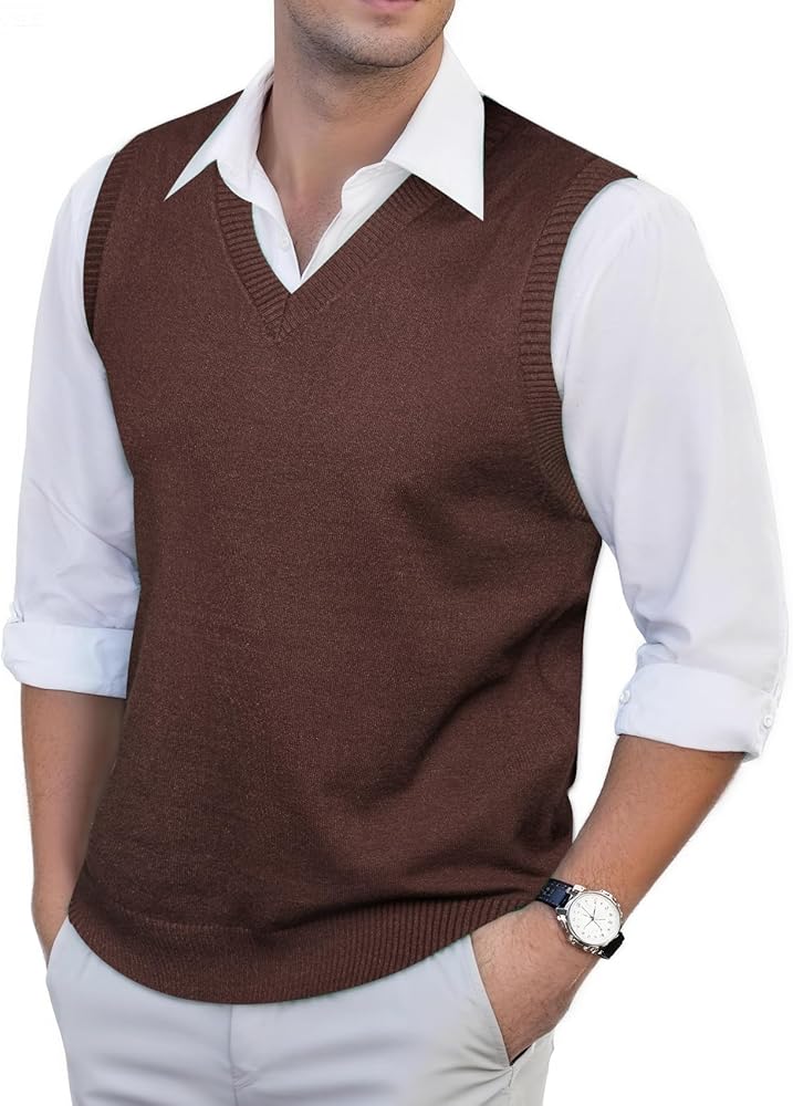 71WiGUitFaL._AC_UY1000_ V-Neck Sweater Vest – Brown