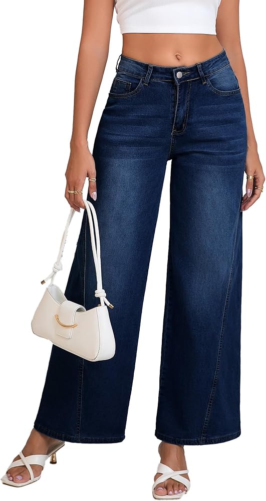 Wide Leg Denim Trousers