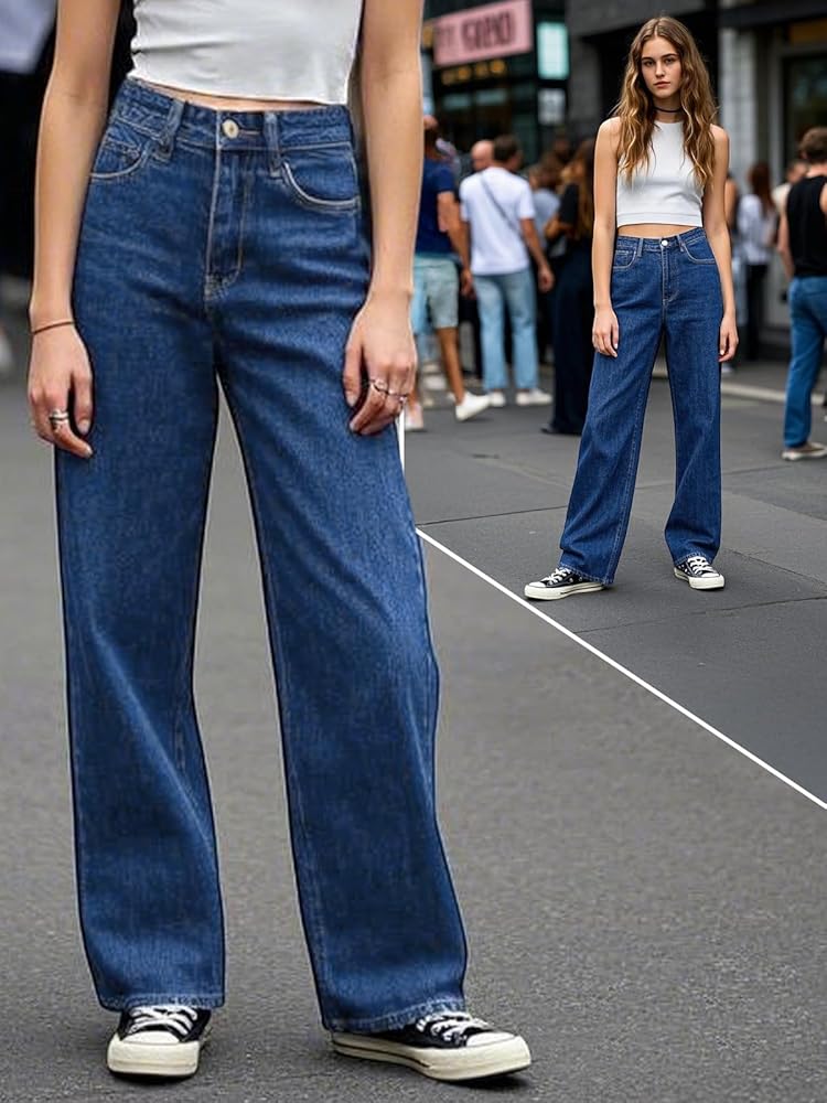 Straight Cut Denim Trousers