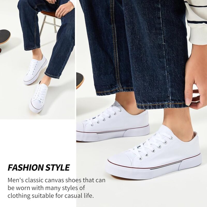 Men's Classic Low Top Canvas Fashion Sneaker - All White