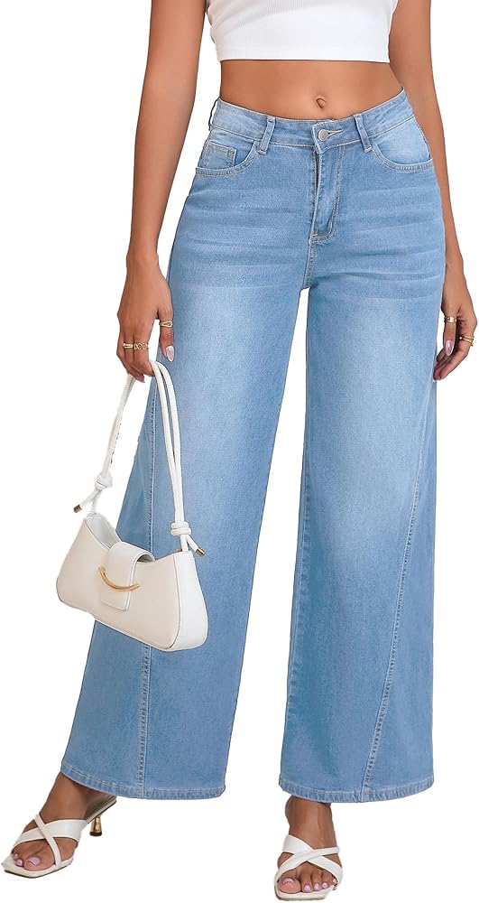 Wide Leg Denim Trousers