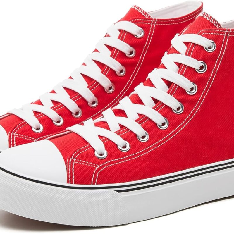 Men's High Top Canvas Sneakers - Red