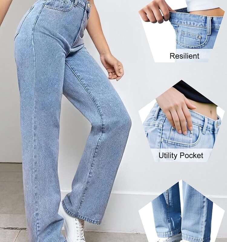 Straight Cut Denim Trousers