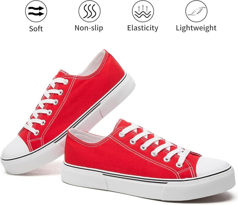 Low Top Canvas Sneakers for Men - Red