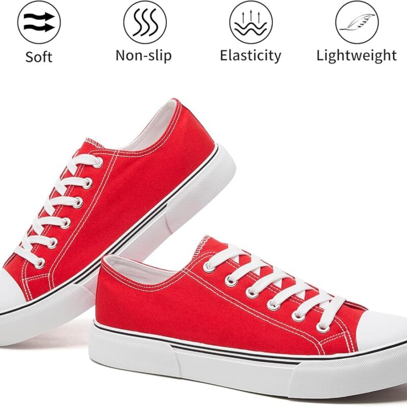 Low Top Canvas Sneakers for Men - Red