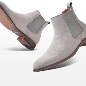 Men's Grey Chelsea Boots with Elastic Side Panels