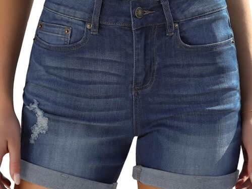 Folded Hem Denim Shorts